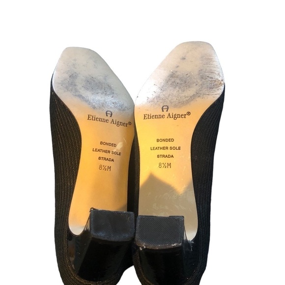 Etienne Aigner Strada Tailored Patent Leather Cap Toe Pump 8.5M Classic Core - Picture 7 of 7